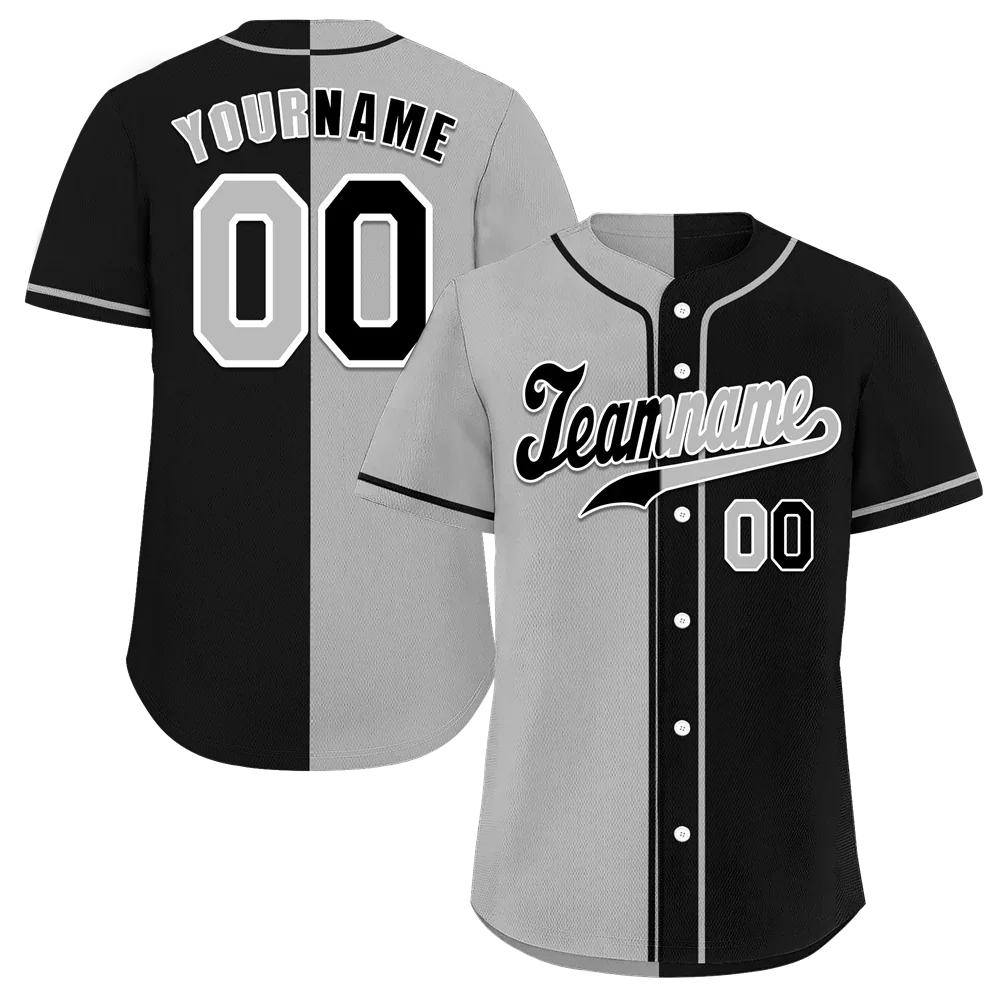 Custom Grey Black Gradient Fashion Black Authentic Baseball Jersey - Coolcustomize