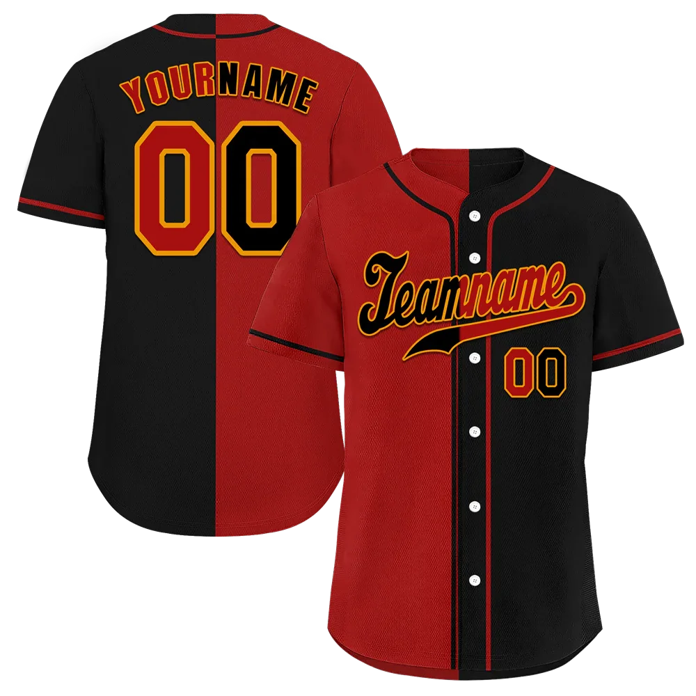 Custom Red Black Gradient Fashion Black Authentic Baseball Jersey - Coolcustomize