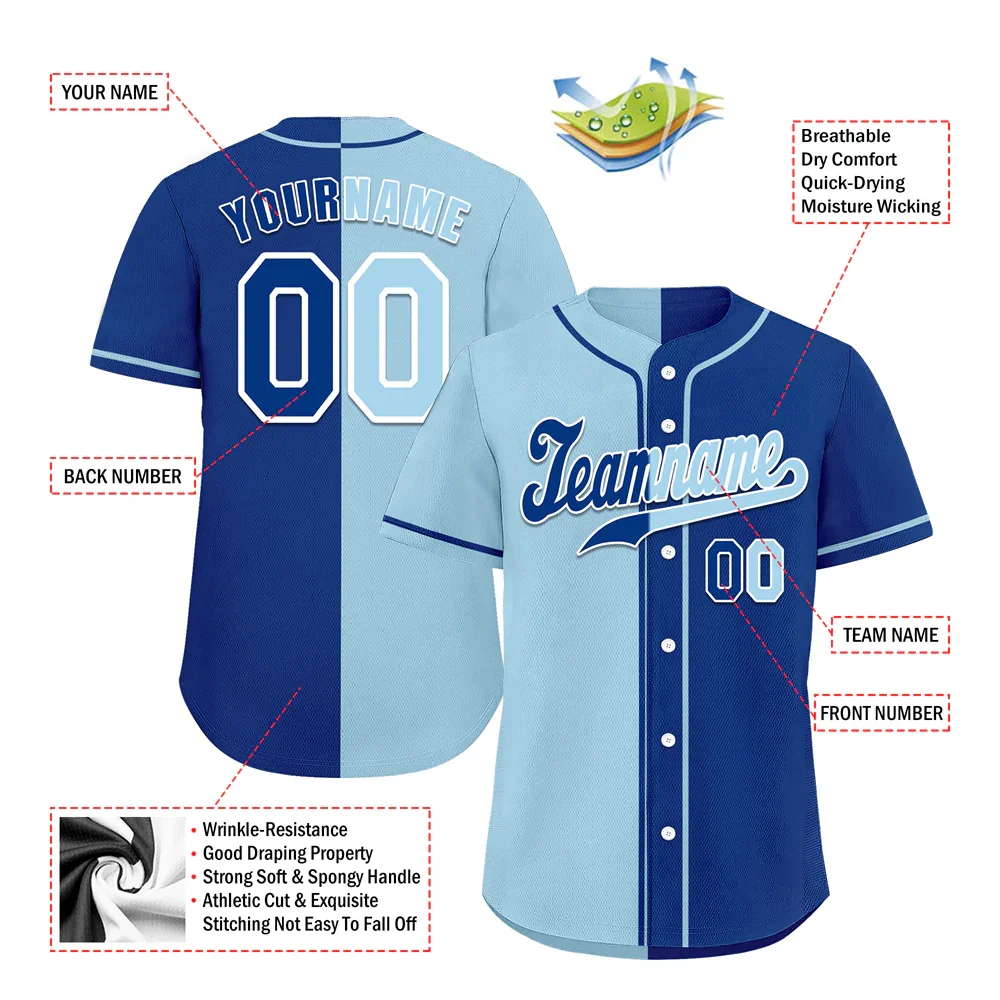 Custom Aqua Blue Gradient Fashion Blue Authentic Baseball Jersey - Coolcustomize