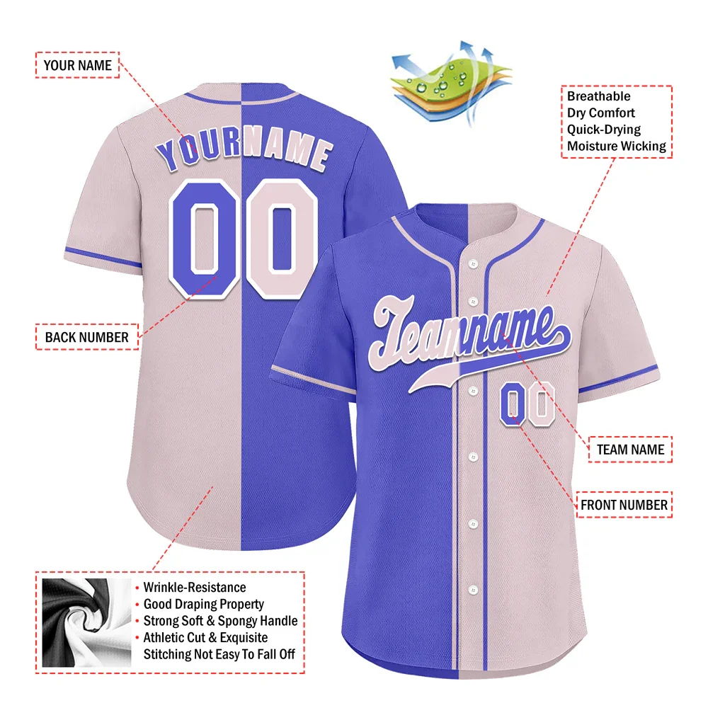 Custom Purple Grey Gradient Fashion Grey Authentic Baseball Jersey - Coolcustomize