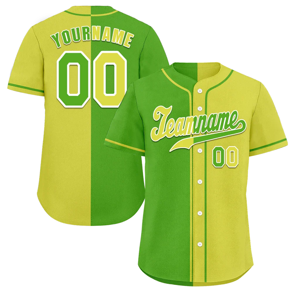 Custom Green Yellow Gradient Fashion Yellow Authentic Baseball Jersey - Coolcustomize