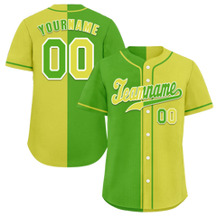 Custom Green Yellow Gradient Fashion Yellow Authentic Baseball Jersey