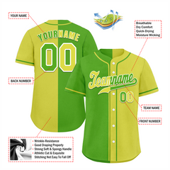 Custom Green Yellow Gradient Fashion Yellow Authentic Baseball Jersey