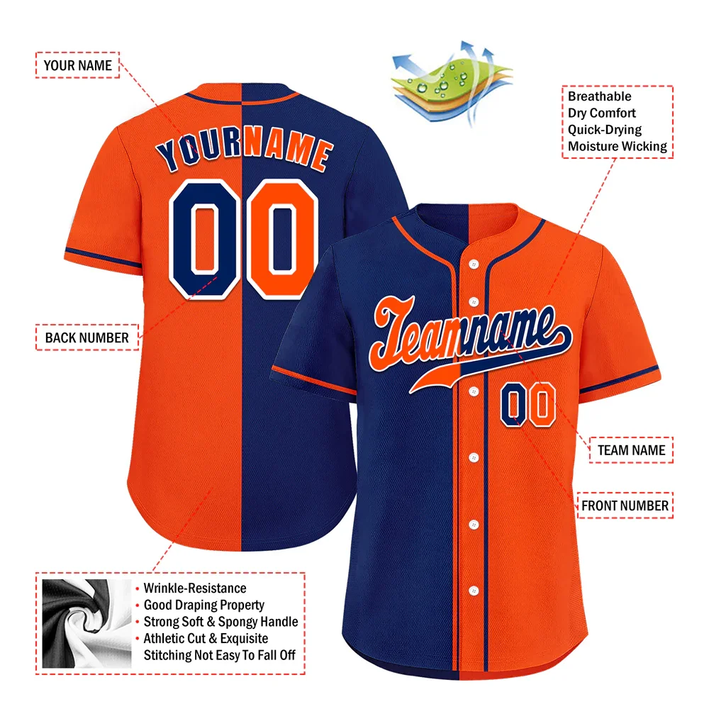 Custom Blue Orange Gradient Fashion Orange Authentic Baseball Jersey - Coolcustomize