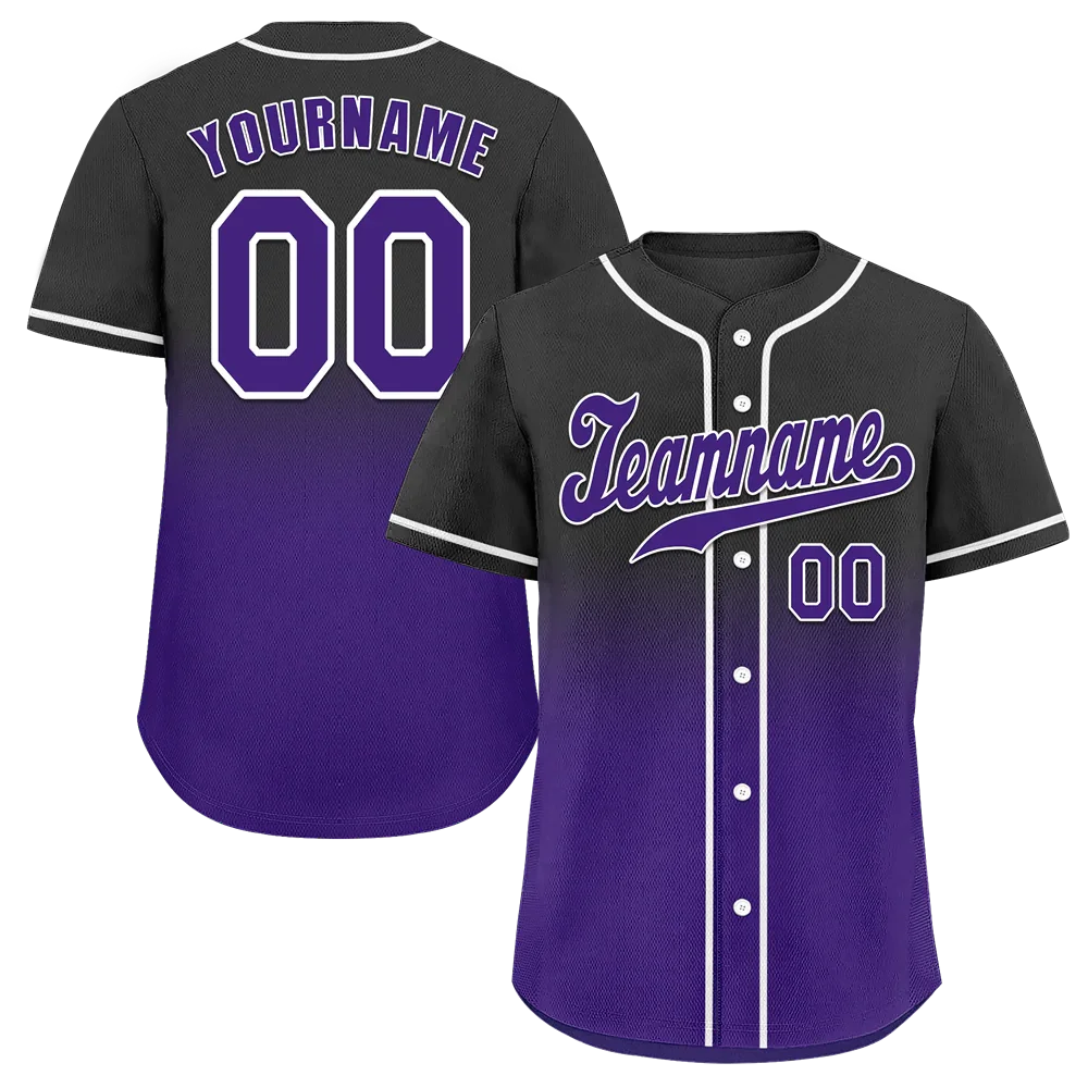 Custom Black Purple Fade Fashion Purple Authentic Baseball Jersey - Coolcustomize