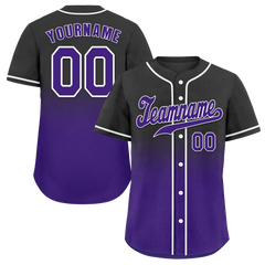 Custom Black Purple Fade Fashion Purple Authentic Baseball Jersey