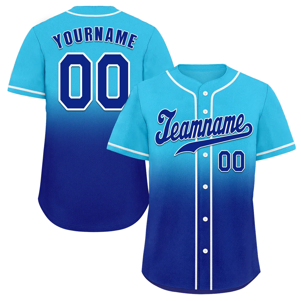 Custom Aqua Blue Fade Fashion Blue Authentic Baseball Jersey - Coolcustomize