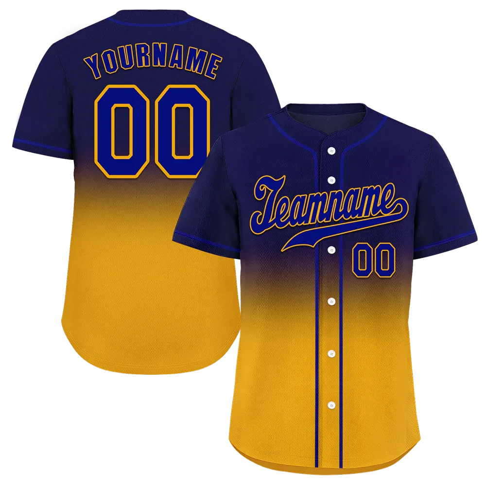 Custom Purple Yellow Fade Fashion Purple Authentic Baseball Jersey - Coolcustomize