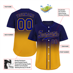 Custom Purple Yellow Fade Fashion Purple Authentic Baseball Jersey