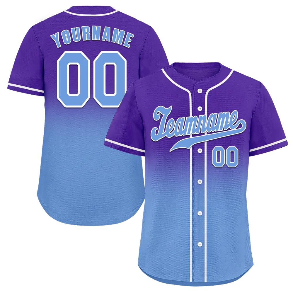 Custom Purple Aqua Fade Fashion Aqua Authentic Baseball Jersey - Coolcustomize