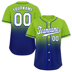 Custom Green Blue Fade Fashion White Authentic Baseball Jersey