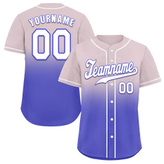 Custom Grey Purple Fade Fashion White Authentic Baseball Jersey