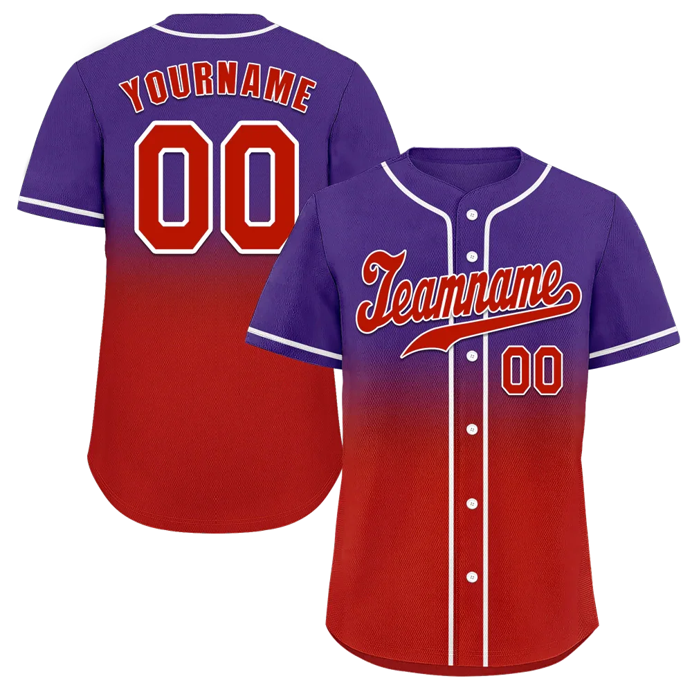 Custom Purple Red Fade Fashion Red Authentic Baseball Jersey - Coolcustomize