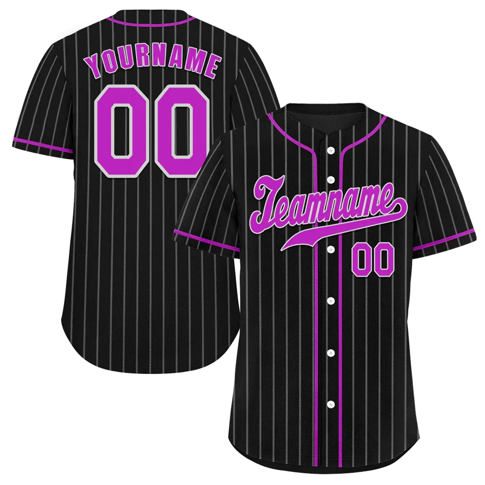 Custom Black Stripe Fashion Purple Authentic Baseball Jersey - Coolcustomize