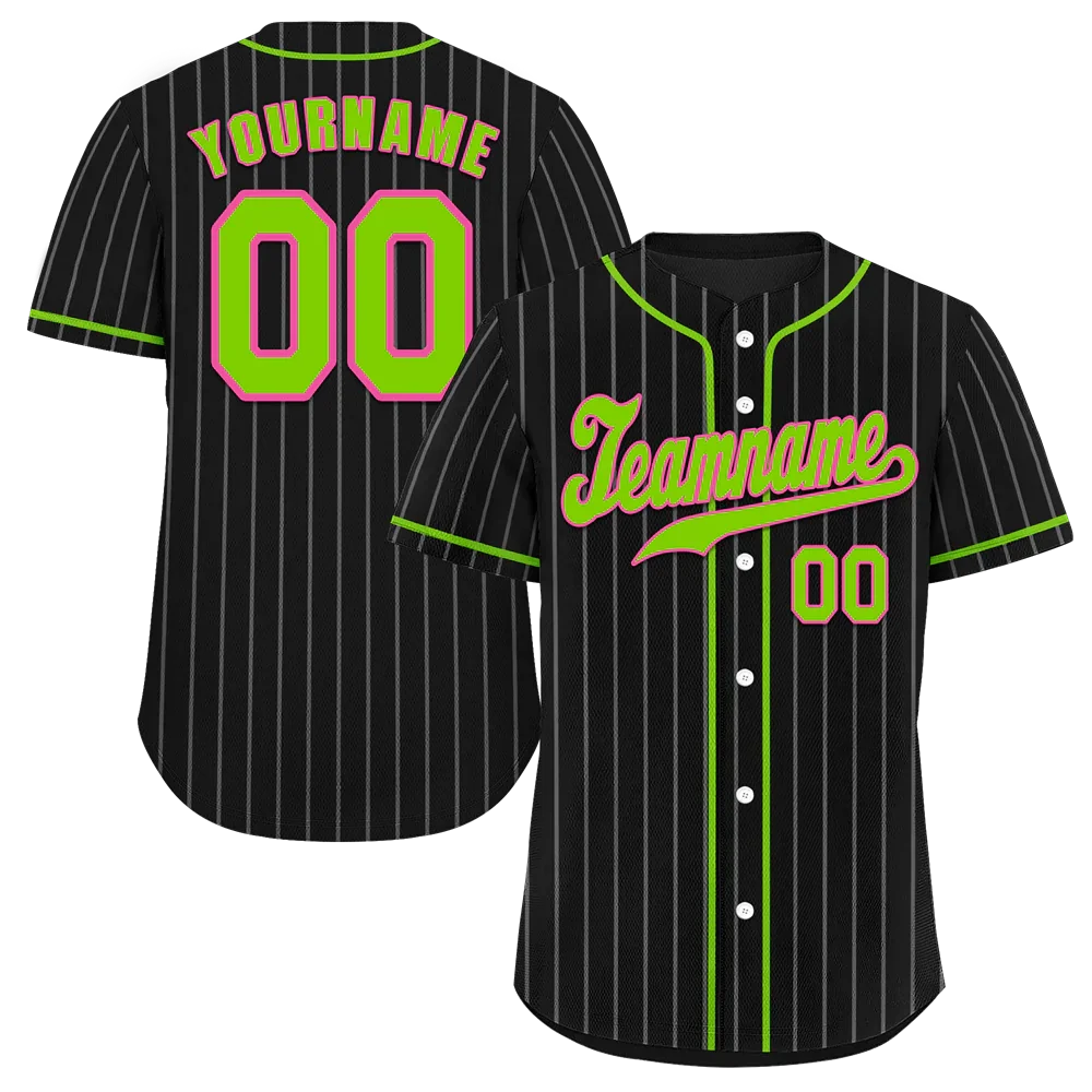 Custom Black Stripe Fashion Green Authentic Baseball Jersey - Coolcustomize
