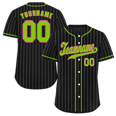 Custom Black Stripe Fashion Green Authentic Baseball Jersey