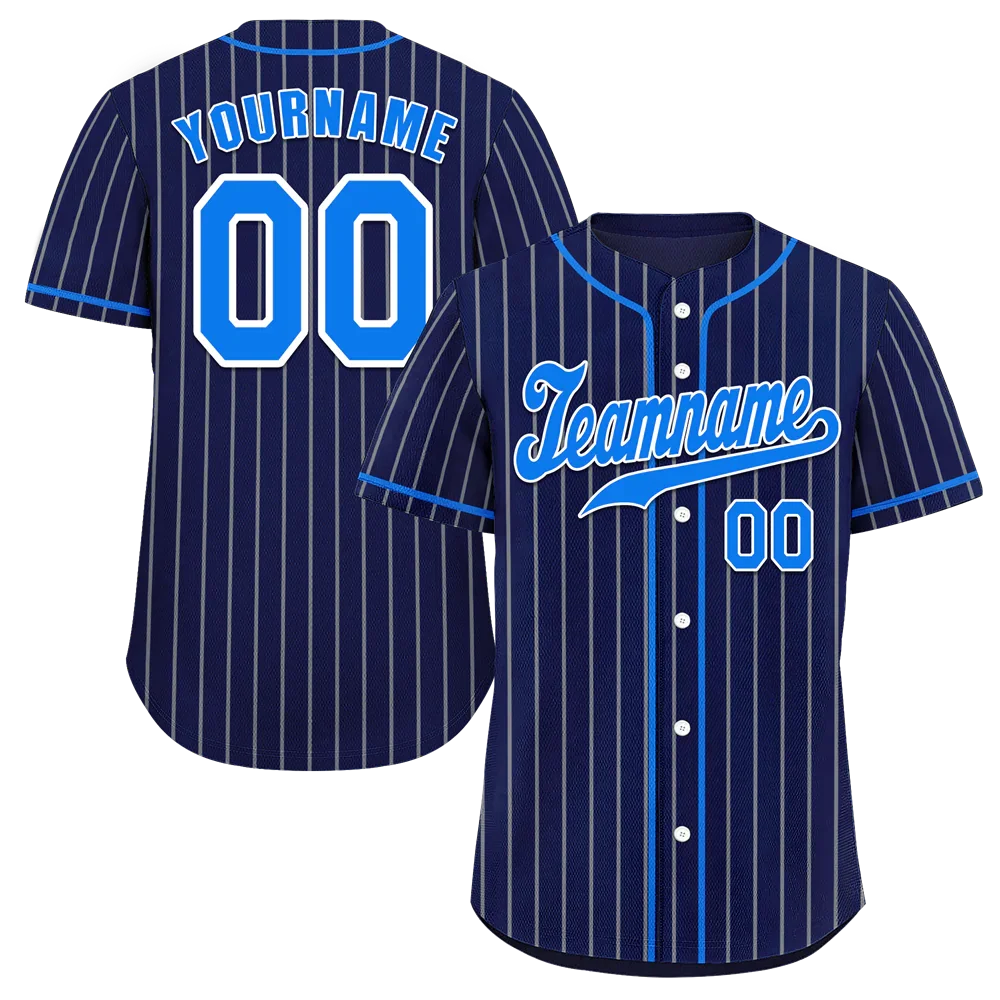 Custom Blue Stripe Fashion Aqua Authentic Baseball Jersey - Coolcustomize
