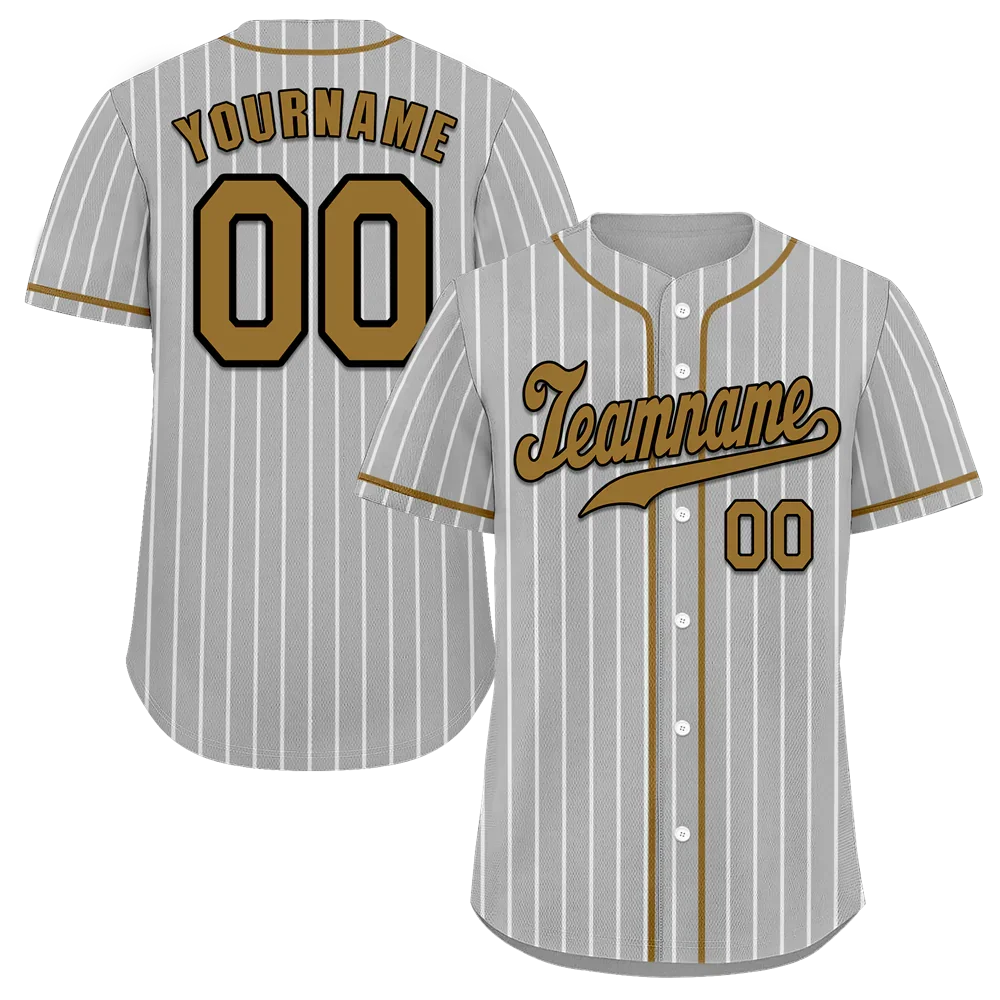 Custom Grey Stripe Fashion Orange Authentic Baseball Jersey - Coolcustomize