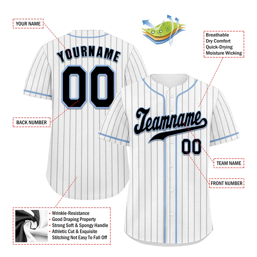 Custom White Stripe Fashion Black Authentic Baseball Jersey - Coolcustomize
