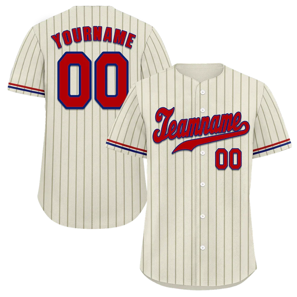 Custom White Stripe Fashion Red Authentic Baseball Jersey - Coolcustomize