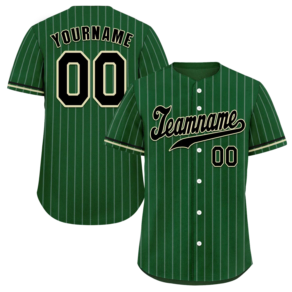 Custom Green Stripe Fashion Black Authentic Baseball Jersey - Coolcustomize