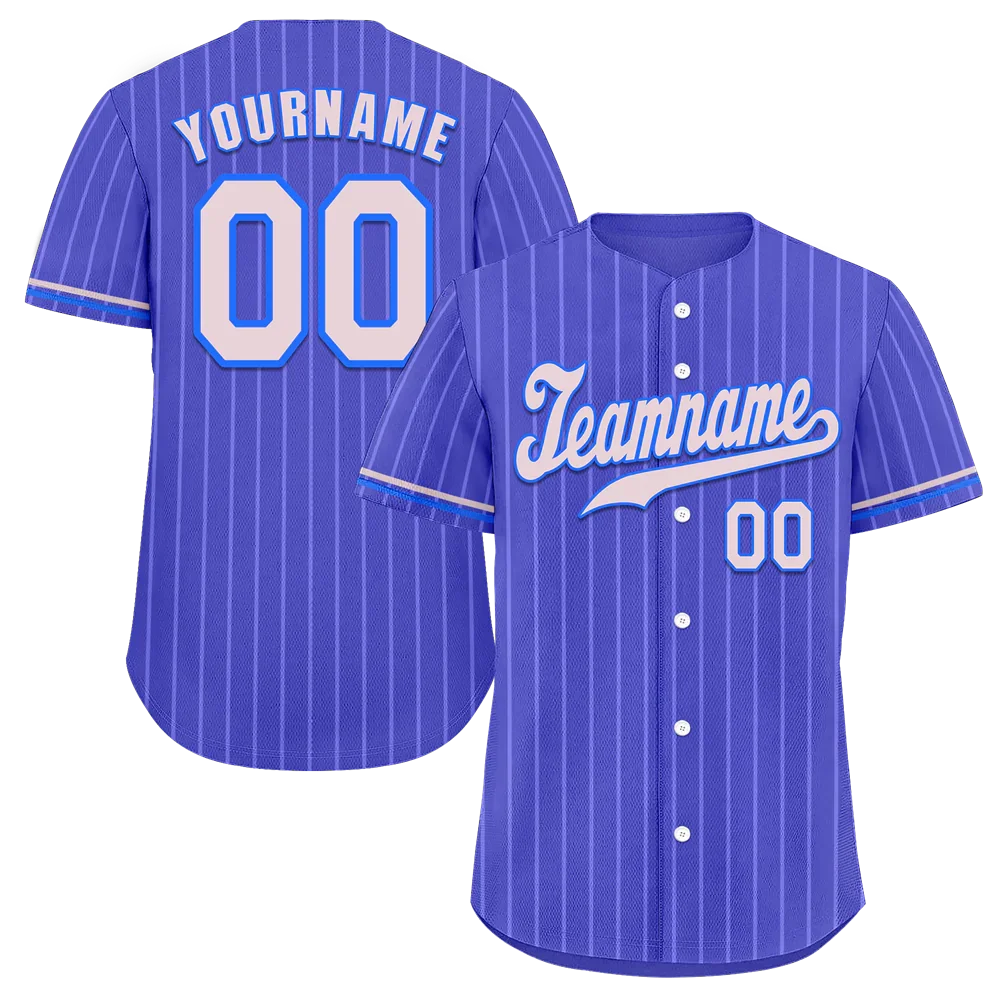 Custom Blue Stripe Fashion Grey Authentic Baseball Jersey - Coolcustomize