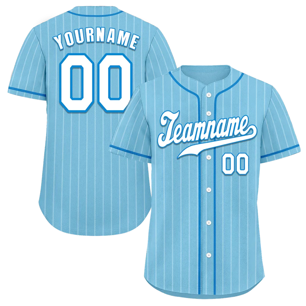 Custom Aqua Stripe Fashion White Authentic Baseball Jersey - Coolcustomize