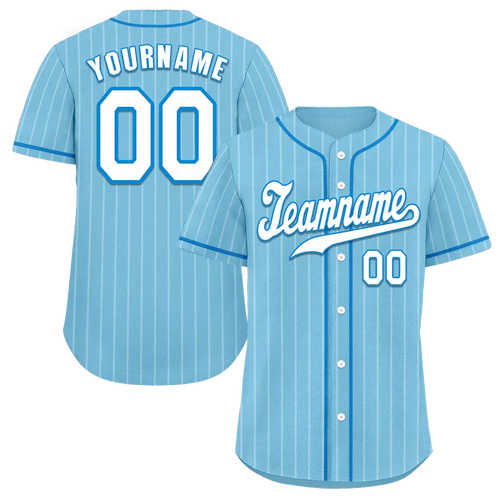 Custom Aqua Stripe Fashion White Authentic Baseball Jersey - Coolcustomize