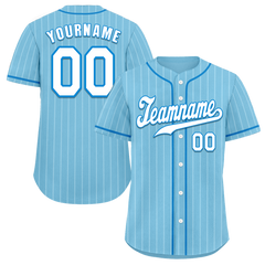 Custom Aqua Stripe Fashion White Authentic Baseball Jersey