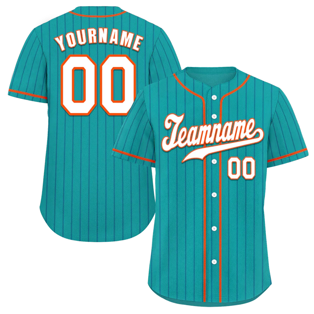 Custom Aqua Stripe Fashion White Authentic Baseball Jersey - Coolcustomize
