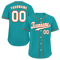 Custom Aqua Stripe Fashion White Authentic Baseball Jersey