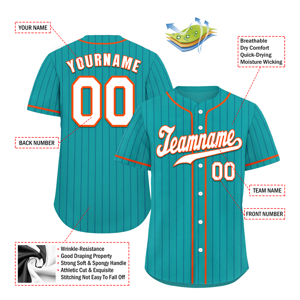 Custom Aqua Stripe Fashion White Authentic Baseball Jersey