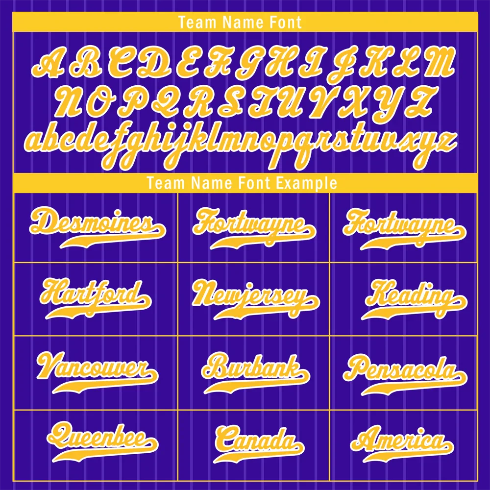 Custom Purple Stripe Fashion Yellow Authentic Baseball Jersey - Coolcustomize