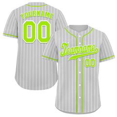 Custom Grey Stripe Fashion Green Authentic Baseball Jersey