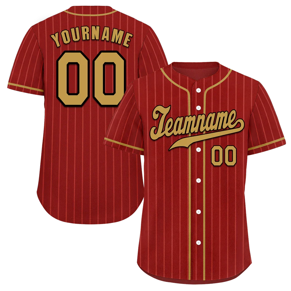 Custom Brown Stripe Fashion Orange Authentic Baseball Jersey - Coolcustomize