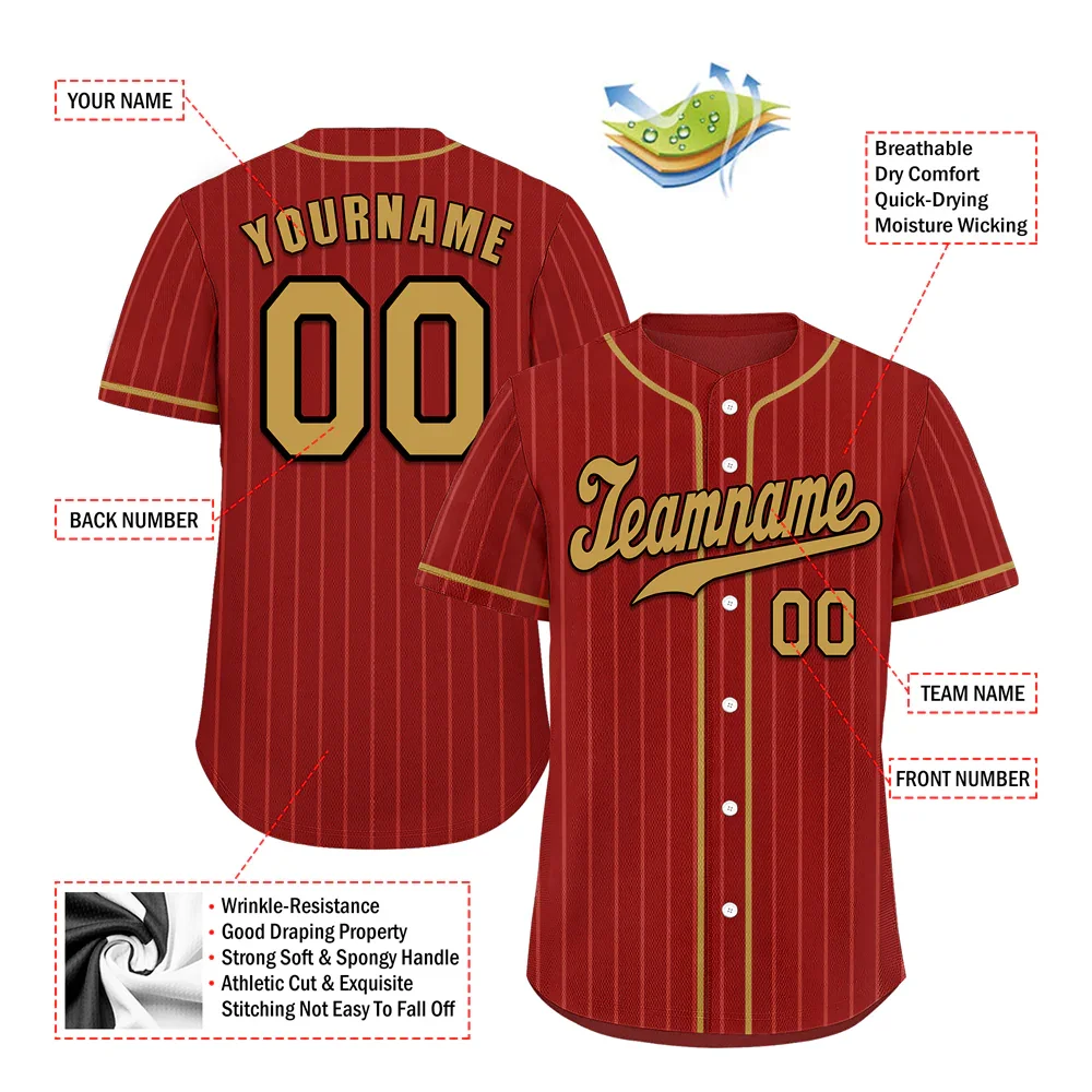 Custom Brown Stripe Fashion Orange Authentic Baseball Jersey - Coolcustomize