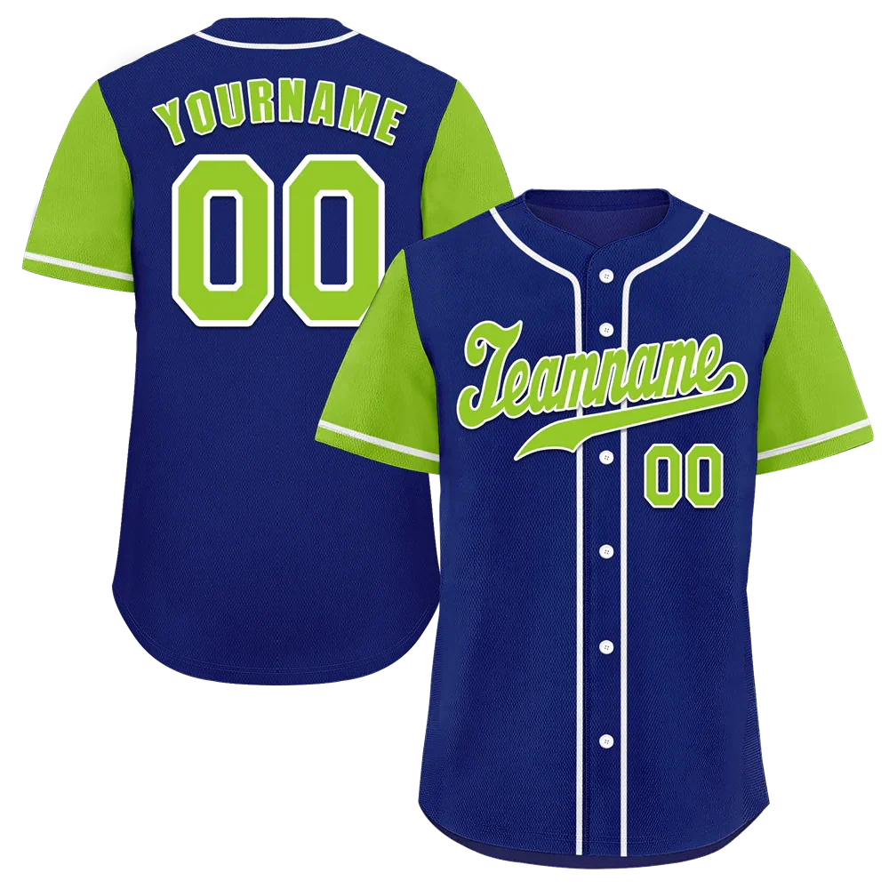 Custom Blue Green Raglan Sleeves Green Authentic Baseball Jersey - Coolcustomize