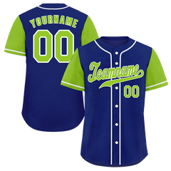 Custom Blue Green Raglan Sleeves Green Authentic Baseball Jersey