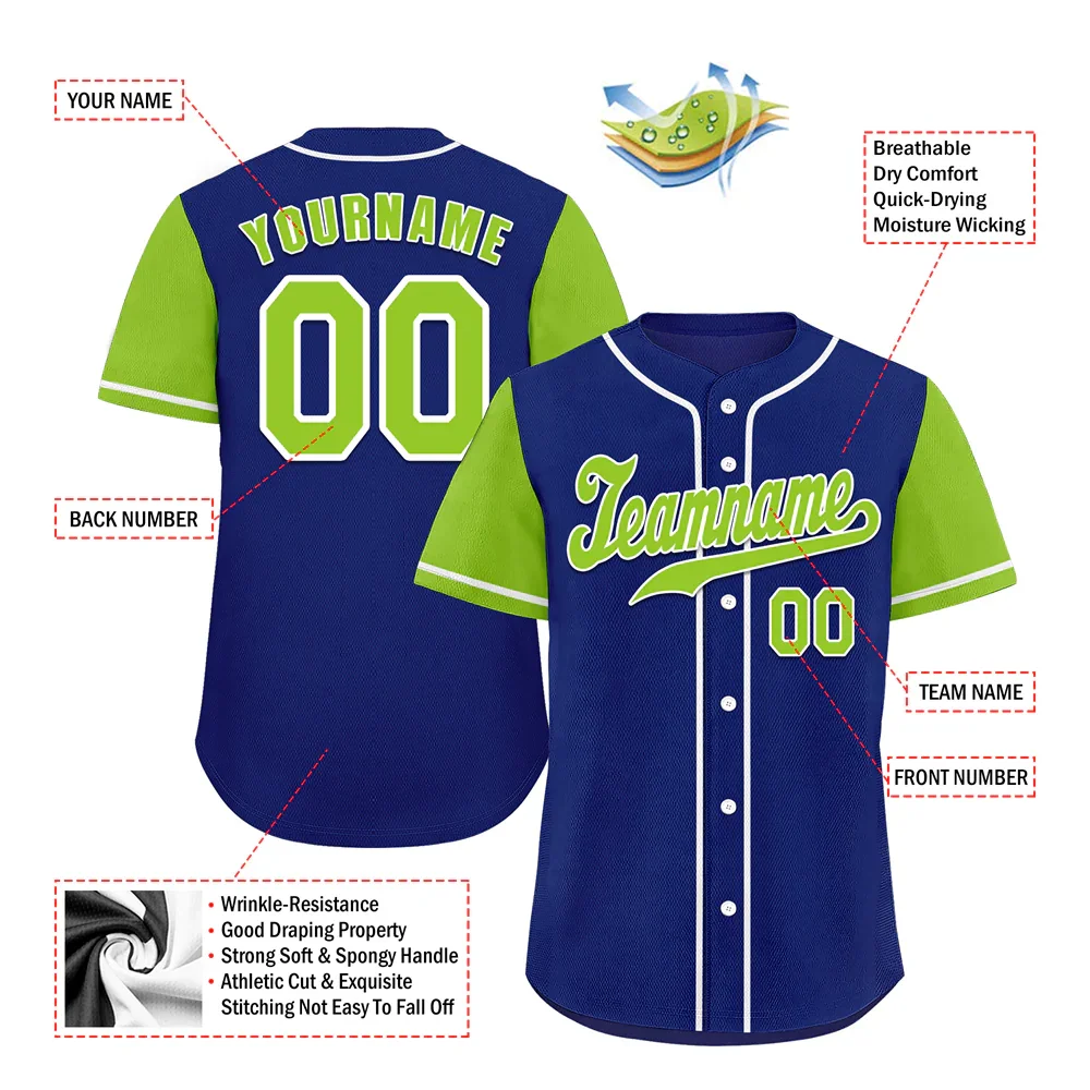 Custom Blue Green Raglan Sleeves Green Authentic Baseball Jersey - Coolcustomize