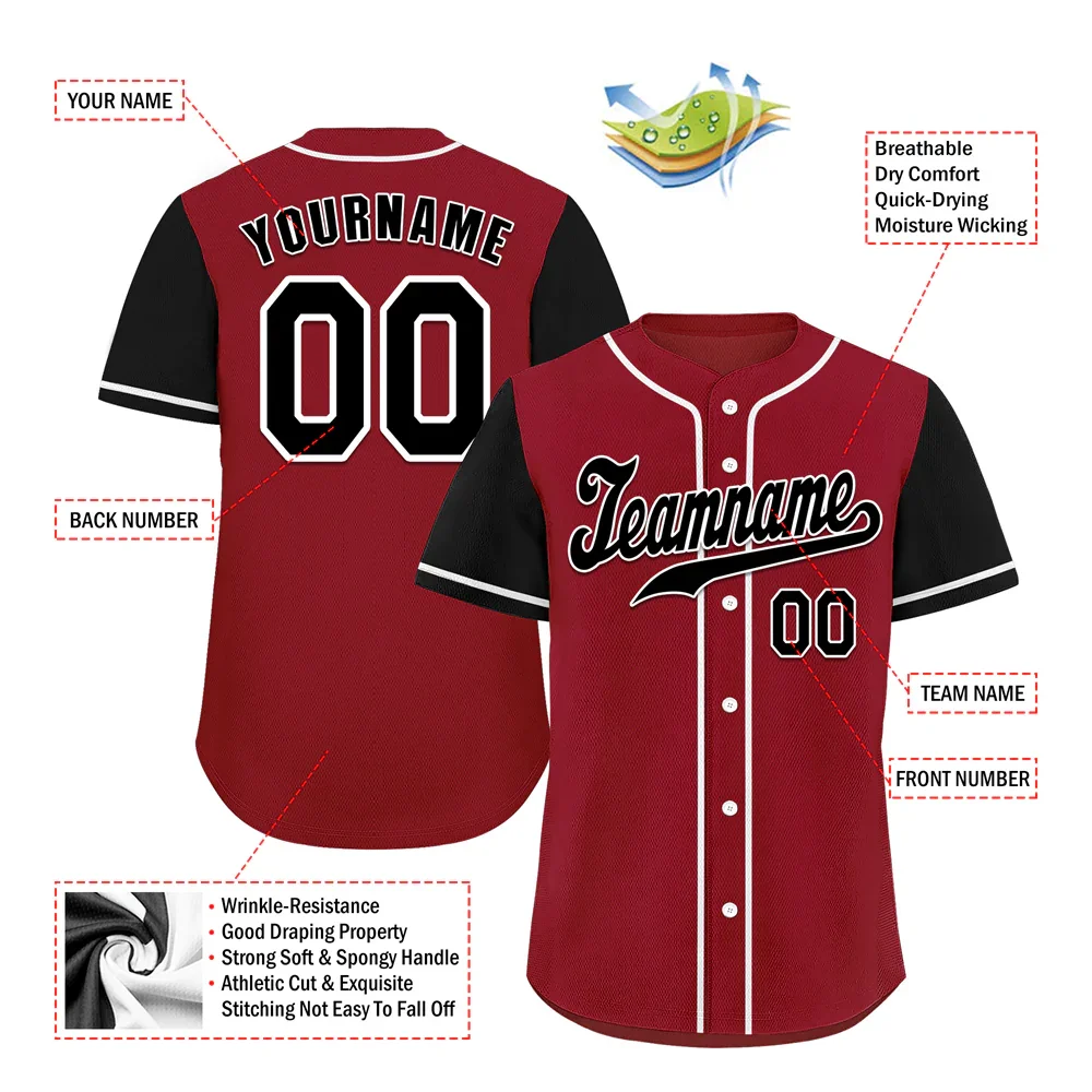 Custom Brown Black Raglan Sleeves Black Authentic Baseball Jersey - Coolcustomize