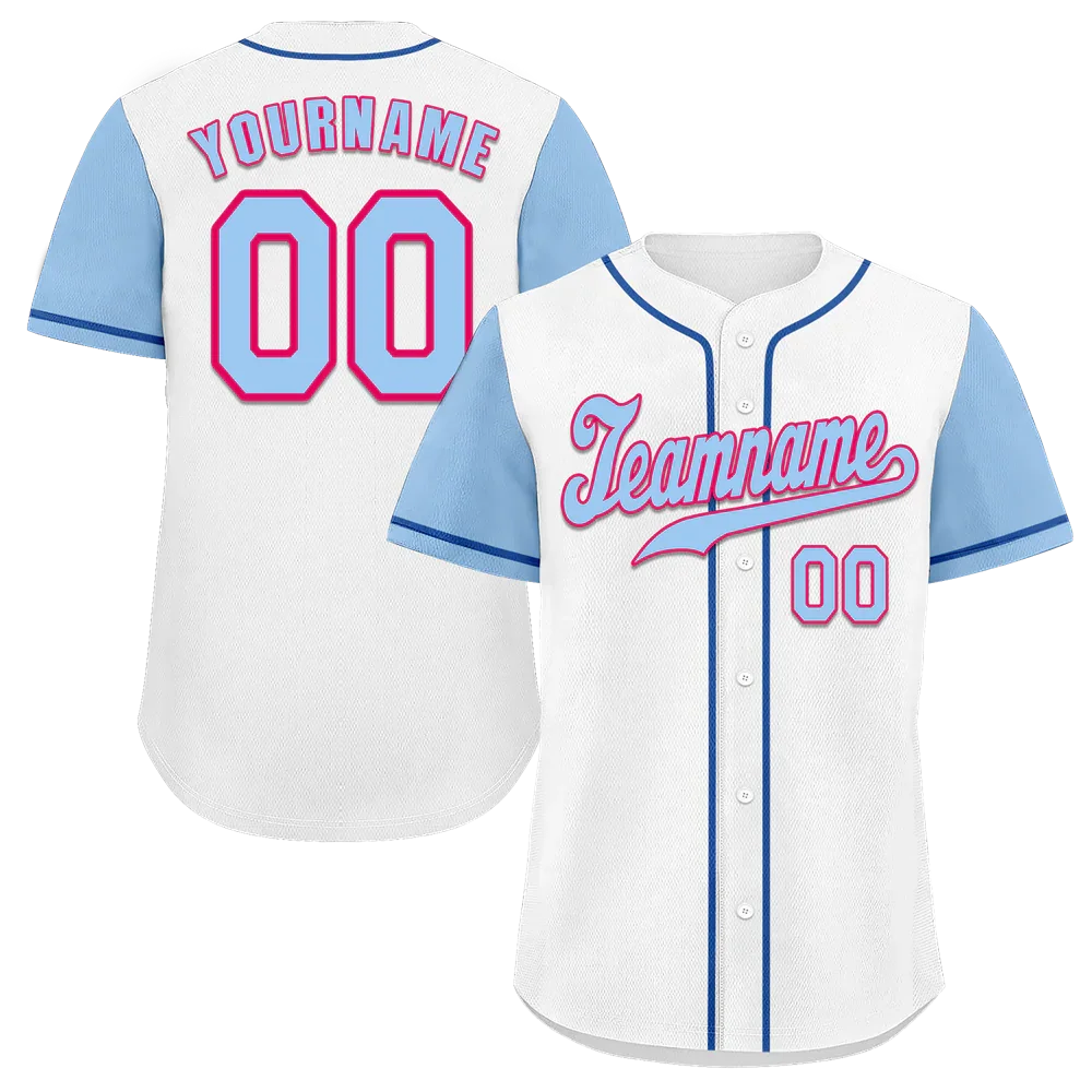 Custom White Aqua Raglan Sleeves Aqua Authentic Baseball Jersey - Coolcustomize
