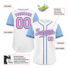 Custom White Aqua Raglan Sleeves Aqua Authentic Baseball Jersey