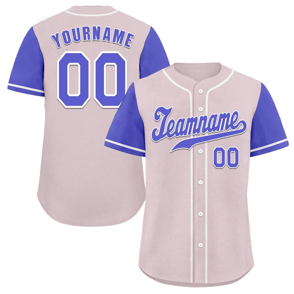 Custom Grey Blue Raglan Sleeves Blue Authentic Baseball Jersey - Coolcustomize