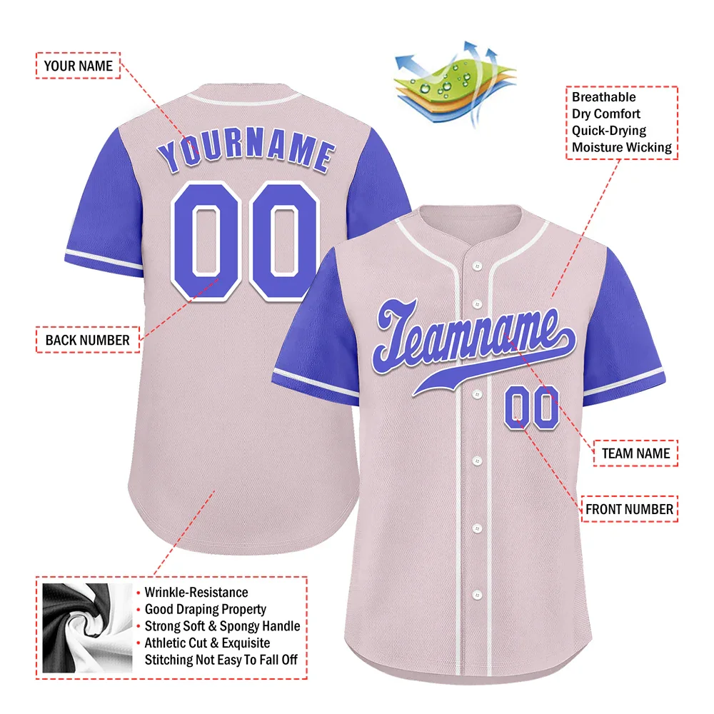 Custom Grey Blue Raglan Sleeves Blue Authentic Baseball Jersey - Coolcustomize