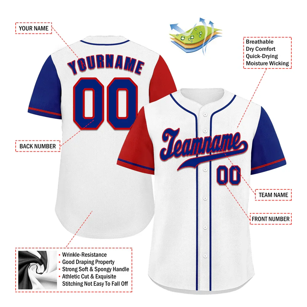Custom White Two Tone Blue Authentic Baseball Jersey - Coolcustomize