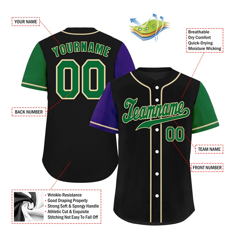 Custom Black Two Tone Green Authentic Baseball Jersey - Coolcustomize