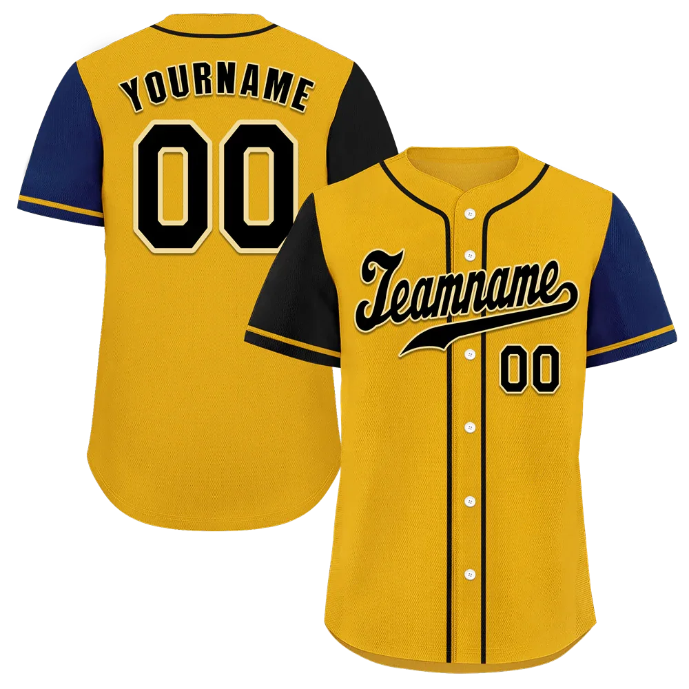 Custom Yellow Two Tone Black Authentic Baseball Jersey - Coolcustomize