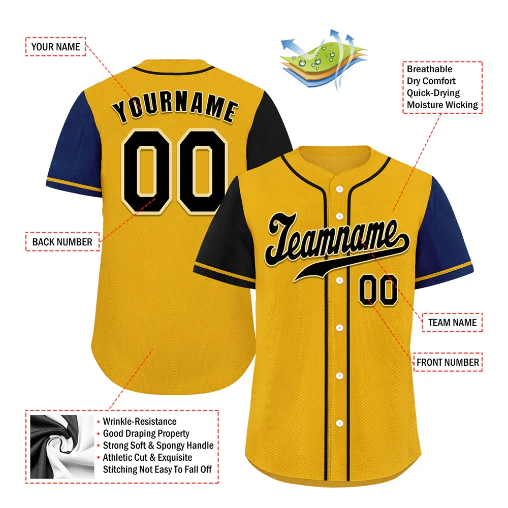 Custom Yellow Two Tone Black Authentic Baseball Jersey - Coolcustomize