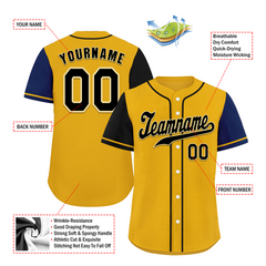 Custom Yellow Two Tone Black Authentic Baseball Jersey