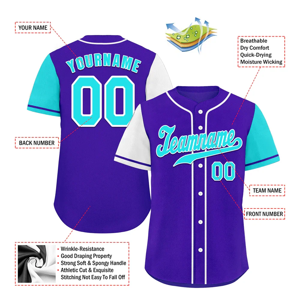 Custom Blue Two Tone Aqua Authentic Baseball Jersey - Coolcustomize